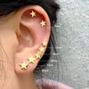 Bengelen kroonluchter 2pc mode roestvrij staal geometrische oorrang zwarte kleine ster piercing oor noppen voor dames mannen hiphop punk party sieraden 3-8 mm