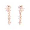 Gestüt Ohrringe Qandocci 2024 Winter Pink Sparkling Herbarium Cluster Drop Ohrring für Frauen Authentische 925 Silber Modeschmuck