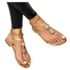 Zapatos casuales para mujeres sandalias de verano playa playa al aire libre flop metal decoración damas planos