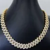 Хип -хоп сияющие украшения захлопывали 15 мм VVS D Color Moissanite Diamond 10k Gold Cuban Link Chain