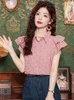 Camicette da donna Summer Sweet Polka Dot Pink Bluse For Women corean Fashion Butterfly Casht Chave Cash Tops sciolto Office elegante ol