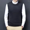 Men's Vests Men Vest Sleeveless Knitted Warm Winter Pullover In Solid Color Casual Style Bottoming For Fall