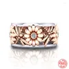 Cluster ringen 925 Sterling Silver Sunflower Crystal Ring for Women Fashion Jewelry Accessories