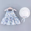 Mädchenkleider Sommer 2/Stück Set Baby Kleider ärmellose Daisy Print großer Bogendekoration auf dem hinteren Strandkleid für Mädchen