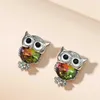 Stud Obega Fashion Cute Charms Silver Color Crystal Rhinestone Owl Stud Earrings For Women Girl Wedding Brincos Animal Jewelry Gifts d240426