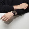 Zegarek eutour es męskie magnetyczne 3D PVD zintegrowana wodoodporna żywica/skórzana opaska stalowa czarna wybieranie Q240426