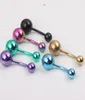 Navel jewelry B17 100pcslot Mixed 6 Color 14g titanium plated Belly banana RingNavel Button Ring Body Piercing Jewelry7577290