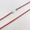 Nieuwe stijl hoogwaardige hiphopheren 4 mm ketting Garnet GRA VVS Moissanite 925 Silver Tennis Chain