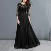 Abiti casual abito a cucitura in pizzo solido Elegante Maxi per la festa notturna per nozze Plus size abiti da sera di lusso