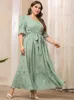 Vestidos de festa verde verão mulheres longas mulheres plus size maxi vestido maxiskirt mulher vestidos de talla grande roupe ete femme