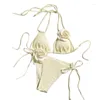 Damenbadebekleidung 2024 Frauen Dreieck Badeanzug Set zwei Stücke Schwimmkostüm 3D Blume Badeanzug mit Neigernkopf Top und Slips