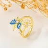 Cluster Rings Fashion Butterfly Ring For Women Adjustable Opening Exquisite Retro Trend Flower Shape Hand Accessory Jewelry