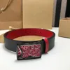 Luxury Designer Belt New Red Shiny Bottoms For Men Women Clothings Accessories Belts Big Buckle High Quality 3A+ Genuine Leather Width 3.5CM Waistbands With Box 9L23