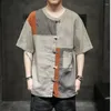 Herren lässige Hemden Chinesisches Hemd im chinesischen Stil Baumwolle Tang Anzug Hanfu Retro Farbblock Patchwork Kleidung Harajuku Top Männer Kleidung 5xl