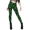 Frauen-Leggings Frauen trainieren Irish-Festival Cartoon Digitale Druckklee Farbblockhosen Stretch-Strumpfhosen Partyhosen