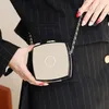 Klassisk kvinnors designer Mirror Power Box Vanity Bags Mini Silver Metal Hardware Matelasse Chiain Crossbody Shoulder Purse Outdoo309L