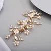 Hårklämmor Barrettes Rhinestone Hair Clip Gold Wedding Hair Accessories Handgjorda Pearl Bridal Head Smycken Blomma Huvudstycken Trendiga Tiaras 240426