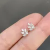 Boucles d'oreilles en forme de feuilles en forme de feuilles pour femmes fête des accessoires d'oreille de dame élégante cadeau d'anniversaire 925 bijoux de luxe en argent