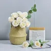 Decorative Flowers 10pcs Ivory Roses Artificial Fake Silk RealisticRoses Bouquet With Long Stems For Wedding HomeParty