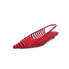 Casual Shoes 2024 Summer Brand Kitten Low Heels Roman Sandals Women's Pointed Toe Rivets Hollow Cutout Mesh Ladies Dress White Red