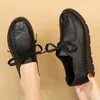 Scarpe casual 2024 cuoio in pelle Black Work Wearges Female Lace Up Autumn Inverno Warm Women Non slip moca