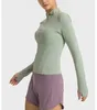 Aktiva skjortor Lu Women's Long Sleeve Top Gym Yoga Fitness Sport Kvinnor Kläder Sportkläder Halva Zip Elastic Force Blouse Jacket