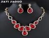 whole jiayijiaduo african Jewelry set Goldcolor cystal necklace set and earrings for women Red crystal wedding jewelry6542557