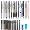 Auto Mechanical Metal Pencil 0.3 0.5 0.7 0.9 1.3 2.0 Mm Black Lead 12 Color Refill Art Painting Student Writing Anti Slip Sheath 240416