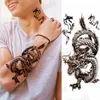 Tattoo Transfer Large Knight Compass Temporary Tattoos For Men Women Realistic Eagle Dragon Lion Tiger Scary Fake Tattoo Sticker Arm Body Tatoos 240427