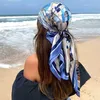 Bandanas Durag Silk Scarf dames hoofdband retro seizoensgebonden haar sjaal 90 * 90 cm hoofdband foulard iuxe Bandana dames hoofdband 240426