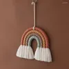 Decoratieve beeldjes regenboogwandhangende ornament handgemaakte weven macrame woning decoratie voor kinderkamer kinderkamer