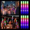 12/15/30pcs LED Schodźnie Kolor Kolor RGB Luminous Foam Stick Cheer Tube Dark Light na świąteczne przyjęcie urodzinowe 240422