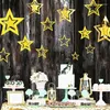 Decoração de festa Nice Gold Hollow Star Paper Garlands Banner pendurado para casamento Decoração de Natal Crianças Supplies de aniversário chá de bebê
