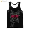 Tobs de débardeur masculine Nouvelle lettre de rock à la mode 3D débardeur imprimé pour hommes Casual AC AC DC imprimé sans manches TOPL2404