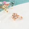 Cluster ringen retro noble Holleing Design Dames Rose Gold Wedding Engagement Band Ring met luxe helderblauwe kubieke zirkonenjuwelen