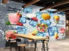 Papéis de parede personalizados qualquer tamanho de parede mural 3d bebida gelada loja leite chá suco de suco de tijolo de parede