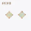 Stud Earrings ROXI Small Round White Fire Opal For Women Gold Plate Cute Korean 2024 Fashion Jewelry Wedding Earings