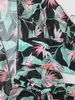 Tropical Allover Print Womens Matching Set Swimwear Sexy 4 Stück Bikini Setshortsblusas Cover Up Beachwear Tankinis 240426