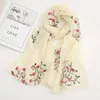 Shawls Fashion Floral Embroidery Chiffon Scarf Women Muslim Hijab Headscarf Soft Wraps Headband Summer Thin Sunscreen Shawls180*75cm d240426