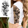 Tattoo Transfer 3D Skull Rose Flower Temporary Tattoos For Women Men Geometry Tiger Compass Mandala Fake Tattoo Washable Body Art Painting Tatoo 240426