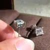 مسمار بساطتها 5/6/8mm قوس قزح CZ Stone Sqaure Stud أقراط للنساء الفضة اللطيفة الأذن قابلة للتكديس الأزرار الفتيات المجوهرات D240426