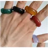 20шт/лот мужчины женщины Mticolor Гладкое твердое нефритовое кольцо Lady Beautif Agate Natural Gem Stone Charm Любитель ювелирных украшений Рождество подарки Dh0uf