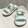 Casual Shoes Women's Woven Sandal Simple Summer Thick Sole Weaving Holiday Beach Slipper Runway Designer Real Leather Sandals