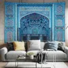 Tapices Tapiz de arquitectura Moroccia Muro colgante Islámico Vintage Geométrico Geométrico Europeo Bohemio Decoración del hogar Tapestry Mural