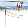 Volleyball portable Volleyball Net pliant pliant ajusté Badminton Badminton Tennis Net avec poteau debout pour Beach Grass Park Outdoor LIEUX