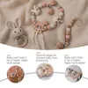 Mobiles# 1Set Baby Toys Wood Pram Clip Crochet Elephant Dummy Soere Chain Clip Animal Fort -Dissing Bracelet Crib Mobiele Stroller Toys Gifts D240426