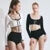 Swimsuit z długim rękawem słodkie bikini Dwuczęściowe damskie strój kąpielowy podzielony czarno-biały kontrastowy kontrastowy strój kąpielowy na Instagramie Styl Instagram