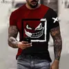 Men's T-Shirts 2023 New Mens Casual Short sleeved Hip Hop Smiling Face 3D Printed T-shirt with Embroidered Extra Large Mens T-shirt TopXW