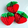 Party Decoration Strawberry Ball Tissue Craft Honeycomb Paper Balls Strawberry-tema Dekorationer Set 10 rosa för en