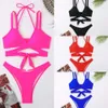 Nyårs dubbla axelremmar, hängande spänne -design med hög midja, bikini -baddräkt med hög färg, baddräkt, baddräkt